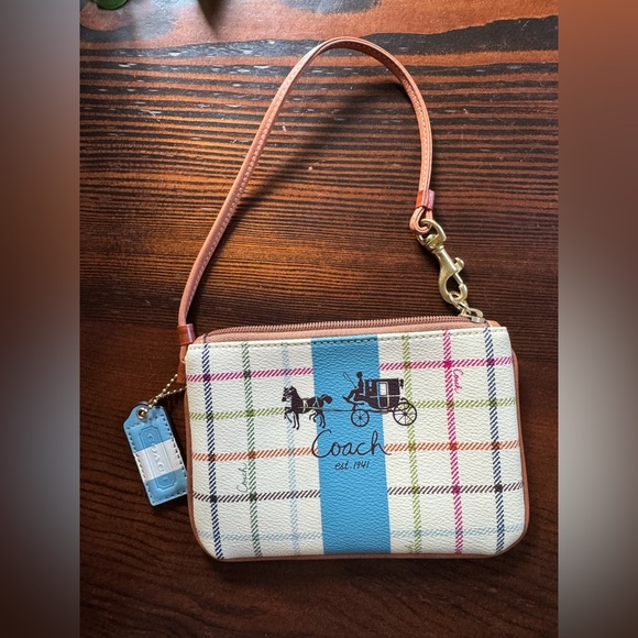 Coach 1941 Leather Tattersal Plaid Wristlet - Picture 6 of 6